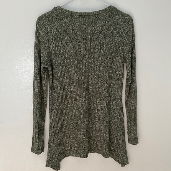 Dress Barn Green and White Speckled Long Sleeve Sweater Top - Picture 9 of 10